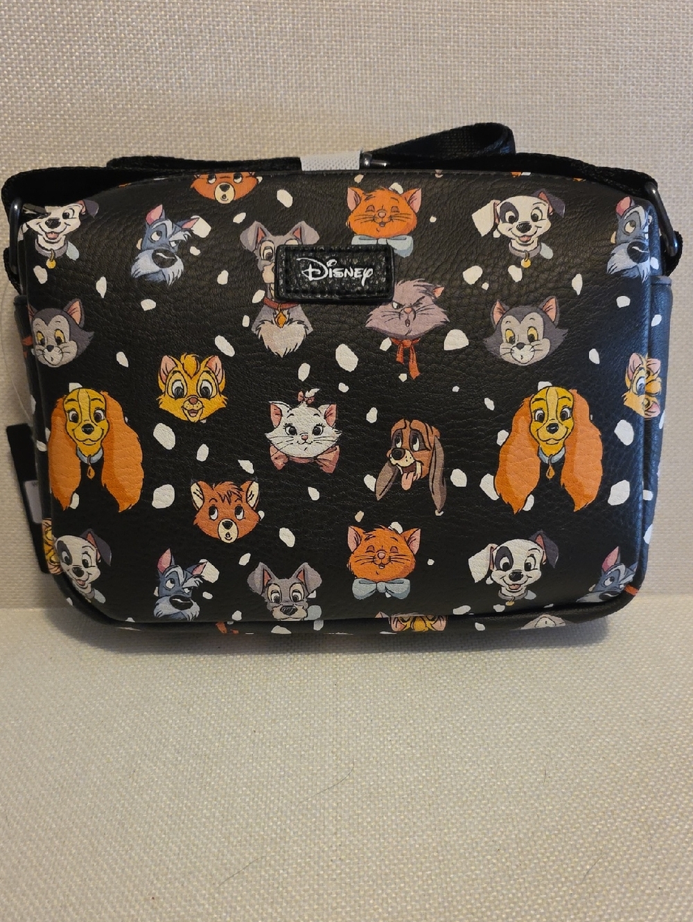 NWT Disney Black Crossbody Bag with Multicolor Animated Pet Faces